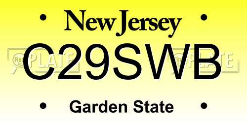 C29SWB New Jersey License Plate