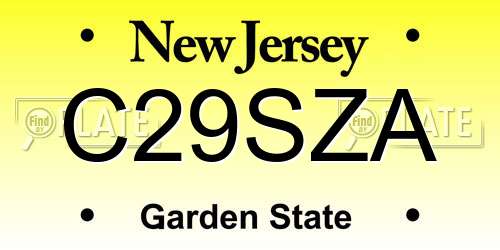 C29SZA New Jersey License Plate