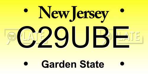 C29UBE New Jersey License Plate