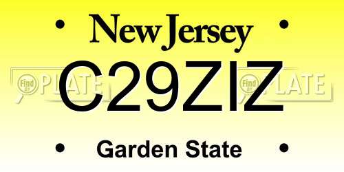 C29ZIZ New Jersey License Plate