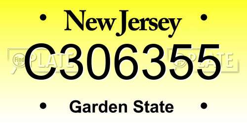 C306355 New Jersey License Plate