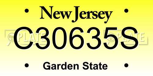 C30635S New Jersey License Plate