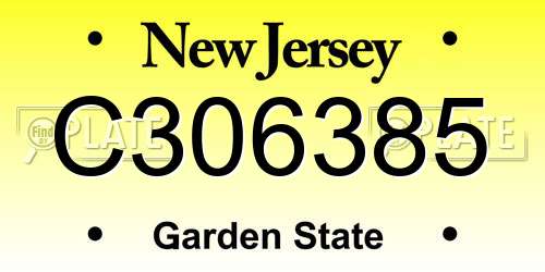 C306385 New Jersey License Plate