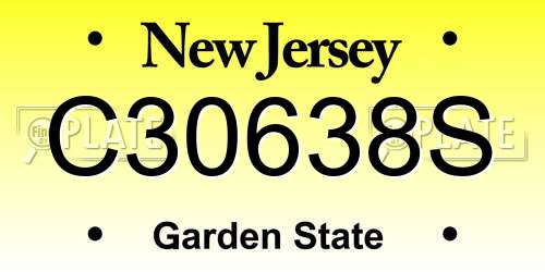 C30638S New Jersey License Plate