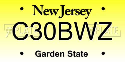 C30BWZ New Jersey License Plate
