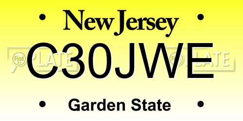 C30JWE New Jersey License Plate