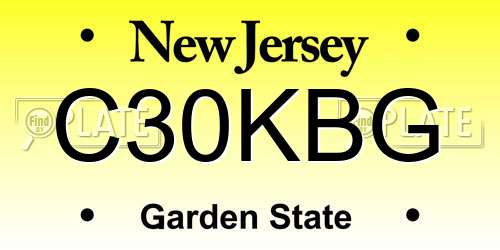 C30KBG New Jersey License Plate
