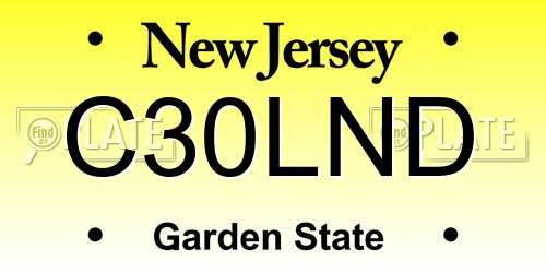 C30LND New Jersey License Plate