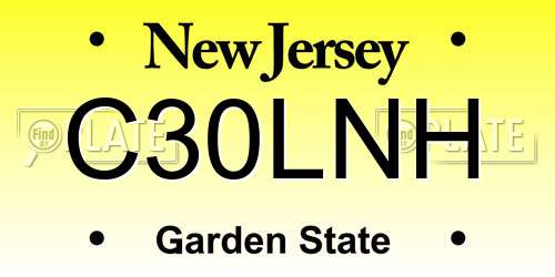 C30LNH New Jersey License Plate