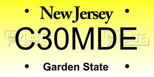 C30MDE New Jersey License Plate