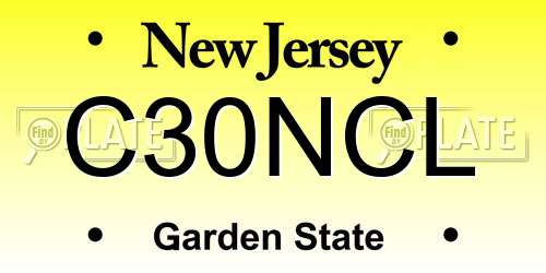C30NCL New Jersey License Plate
