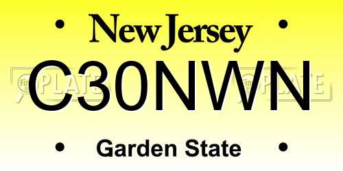 C30NWN New Jersey License Plate