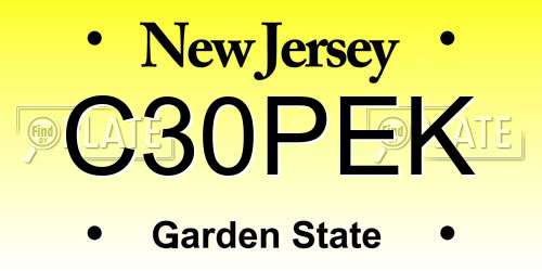C30PEK New Jersey License Plate