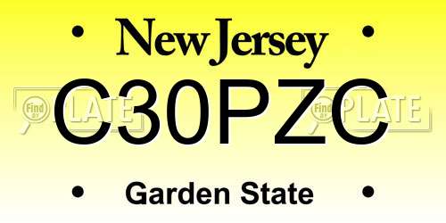 C30PZC New Jersey License Plate