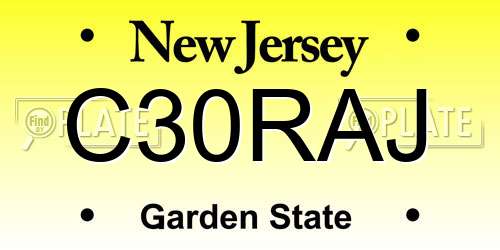 C30RAJ New Jersey License Plate