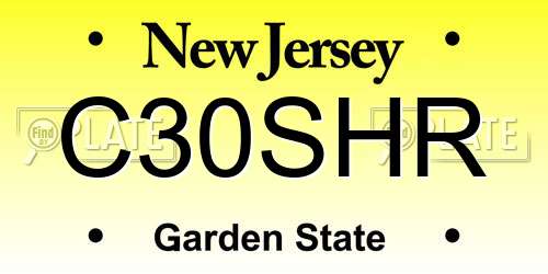 C30SHR New Jersey License Plate