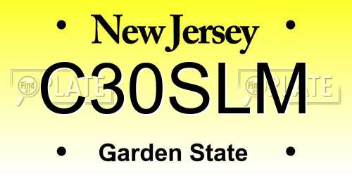 C30SLM New Jersey License Plate