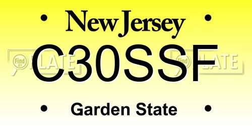 C30SSF New Jersey License Plate