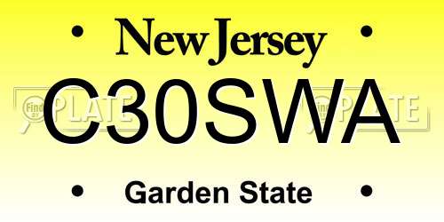 C30SWA New Jersey License Plate