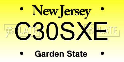C30SXE New Jersey License Plate