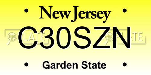 C30SZN New Jersey License Plate