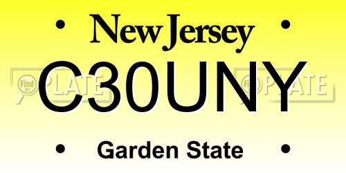 C30UNY New Jersey License Plate