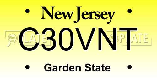 C30VNT New Jersey License Plate