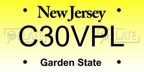 C30VPL New Jersey License Plate
