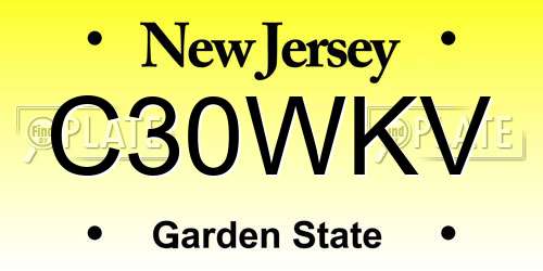 C30WKV New Jersey License Plate