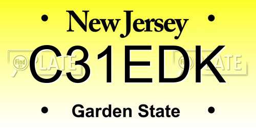C31EDK New Jersey License Plate