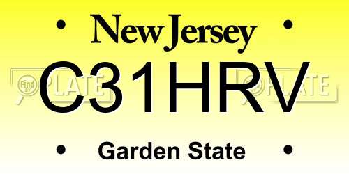 C31HRV New Jersey License Plate