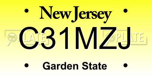 C31MZJ New Jersey License Plate