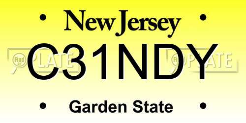 C31NDY New Jersey License Plate