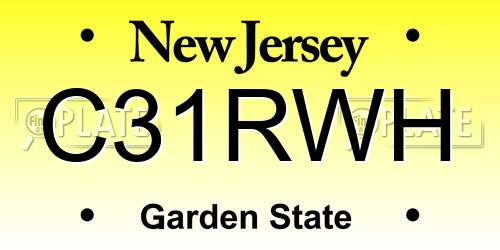 C31RWH New Jersey License Plate