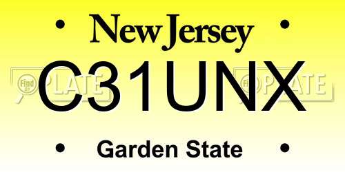 C31UNX New Jersey License Plate