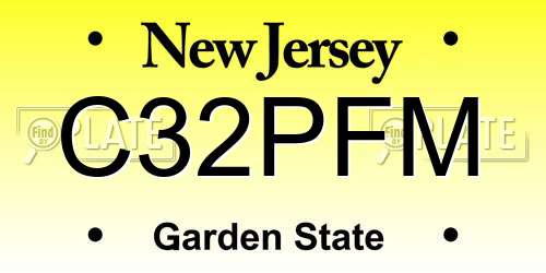 C32PFM New Jersey License Plate