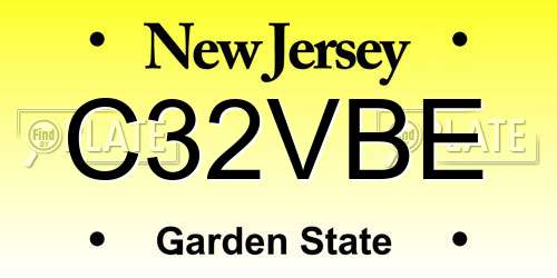 C32VBE New Jersey License Plate