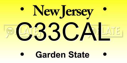 C33CAL New Jersey License Plate