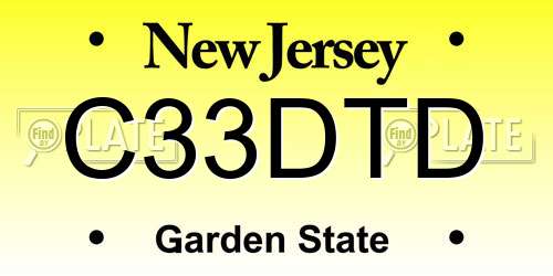 C33DTD New Jersey License Plate