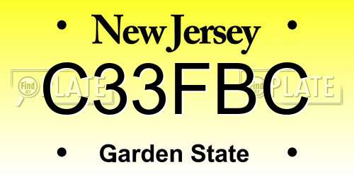 C33FBC New Jersey License Plate
