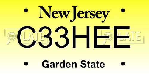 C33HEE New Jersey License Plate