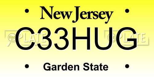 C33HUG New Jersey License Plate