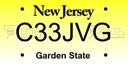 C33JVG New Jersey License Plate