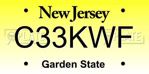 C33KWF New Jersey License Plate