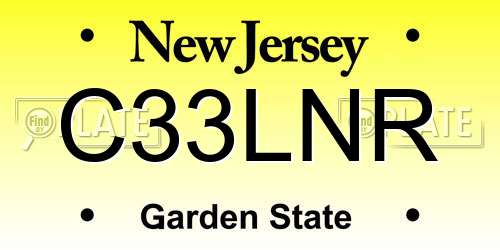 C33LNR New Jersey License Plate