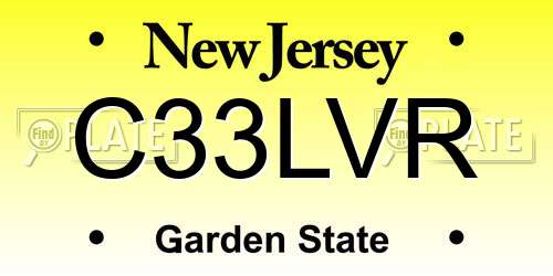 C33LVR New Jersey License Plate