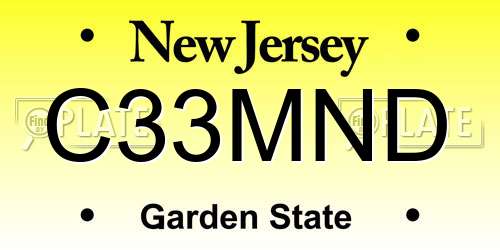 C33MND New Jersey License Plate