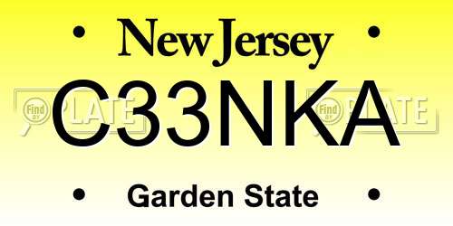 C33NKA New Jersey License Plate