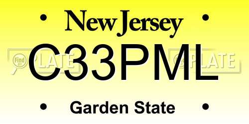 C33PML New Jersey License Plate