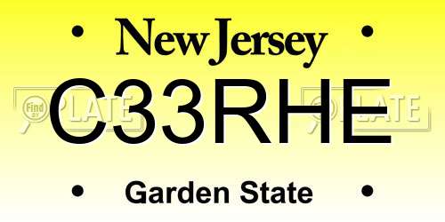 C33RHE New Jersey License Plate
